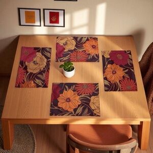 Set 4 Croft & Barrow Placements Floral Tapestry Fall Color Zinnia Dahlia Mums